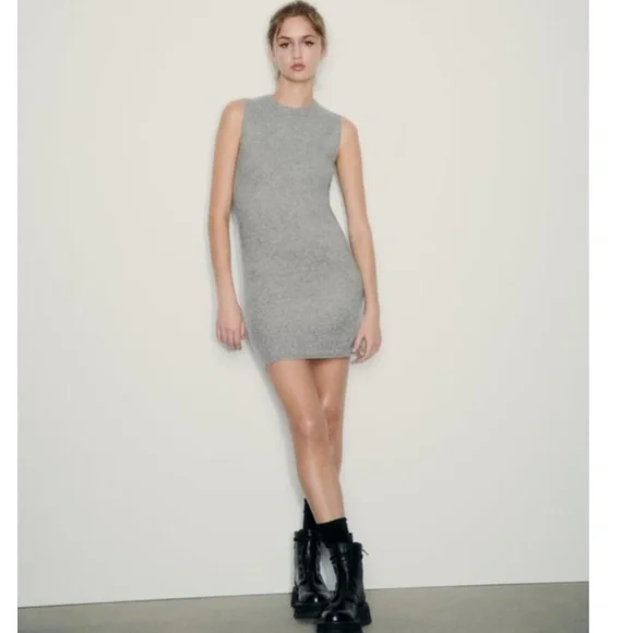 Zara Dresses Nwt Zara Grey Sweater Dress Poshmark